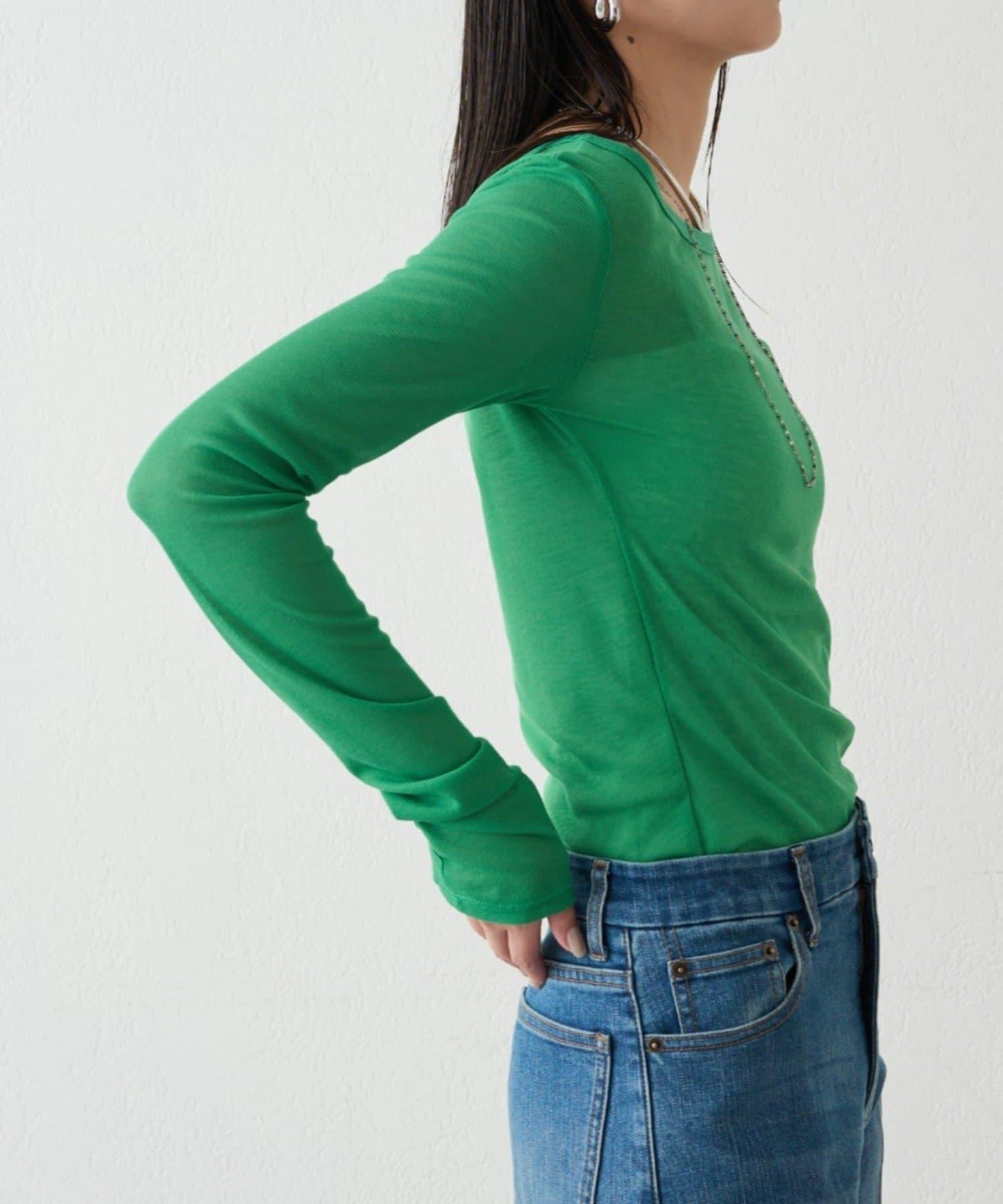 圓領透視長袖T恤