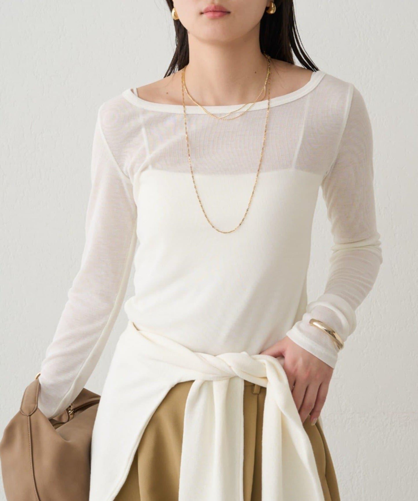 圓領透視長袖T恤