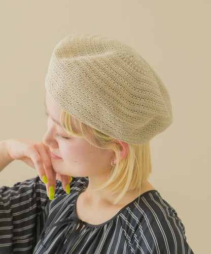 鏤空編織貝雷帽