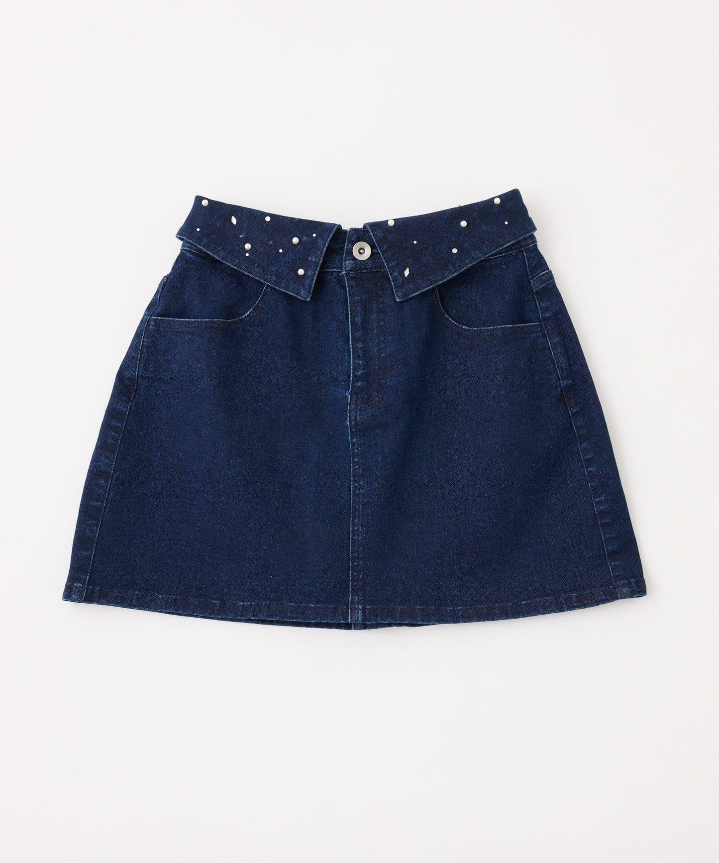 高腰翻邊牛仔迷你裙