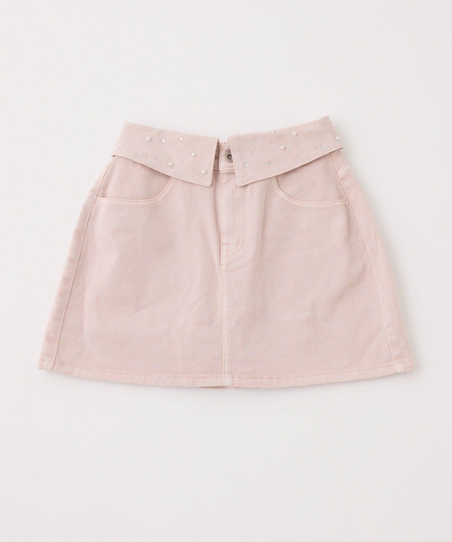 高腰翻邊牛仔迷你裙