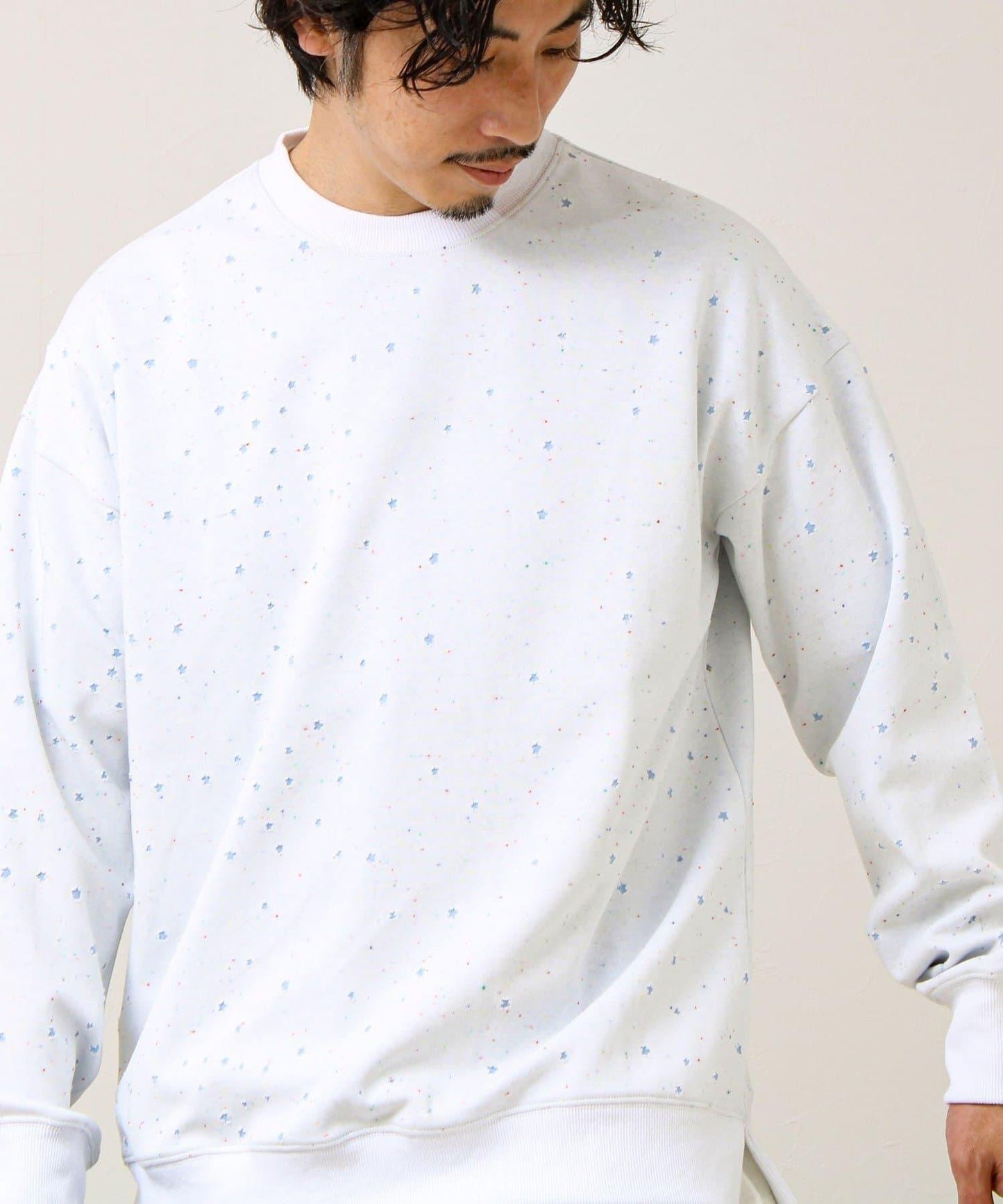 星星圖案抓絨圓領衛衣