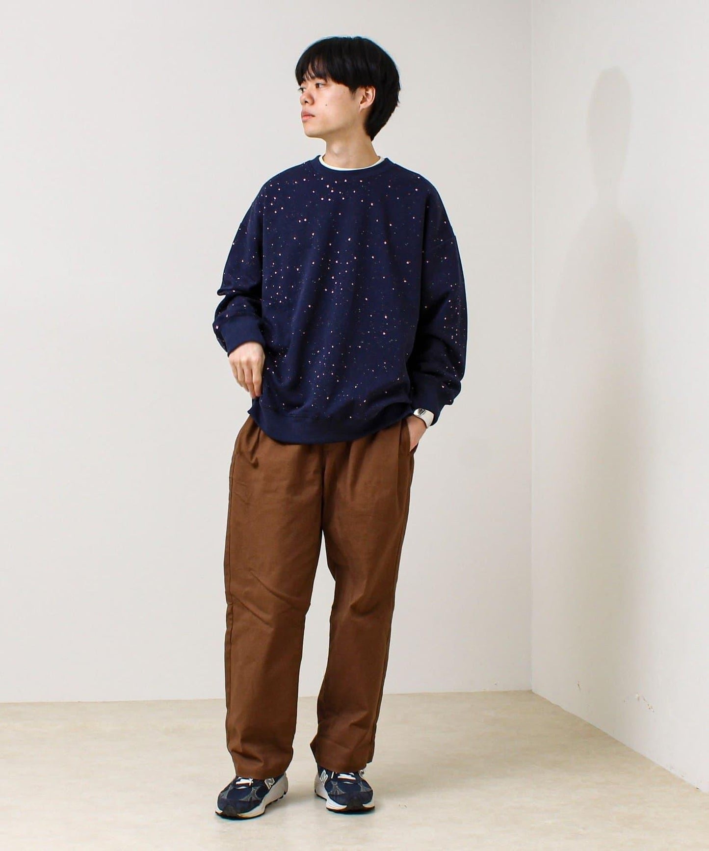 星星圖案抓絨圓領衛衣