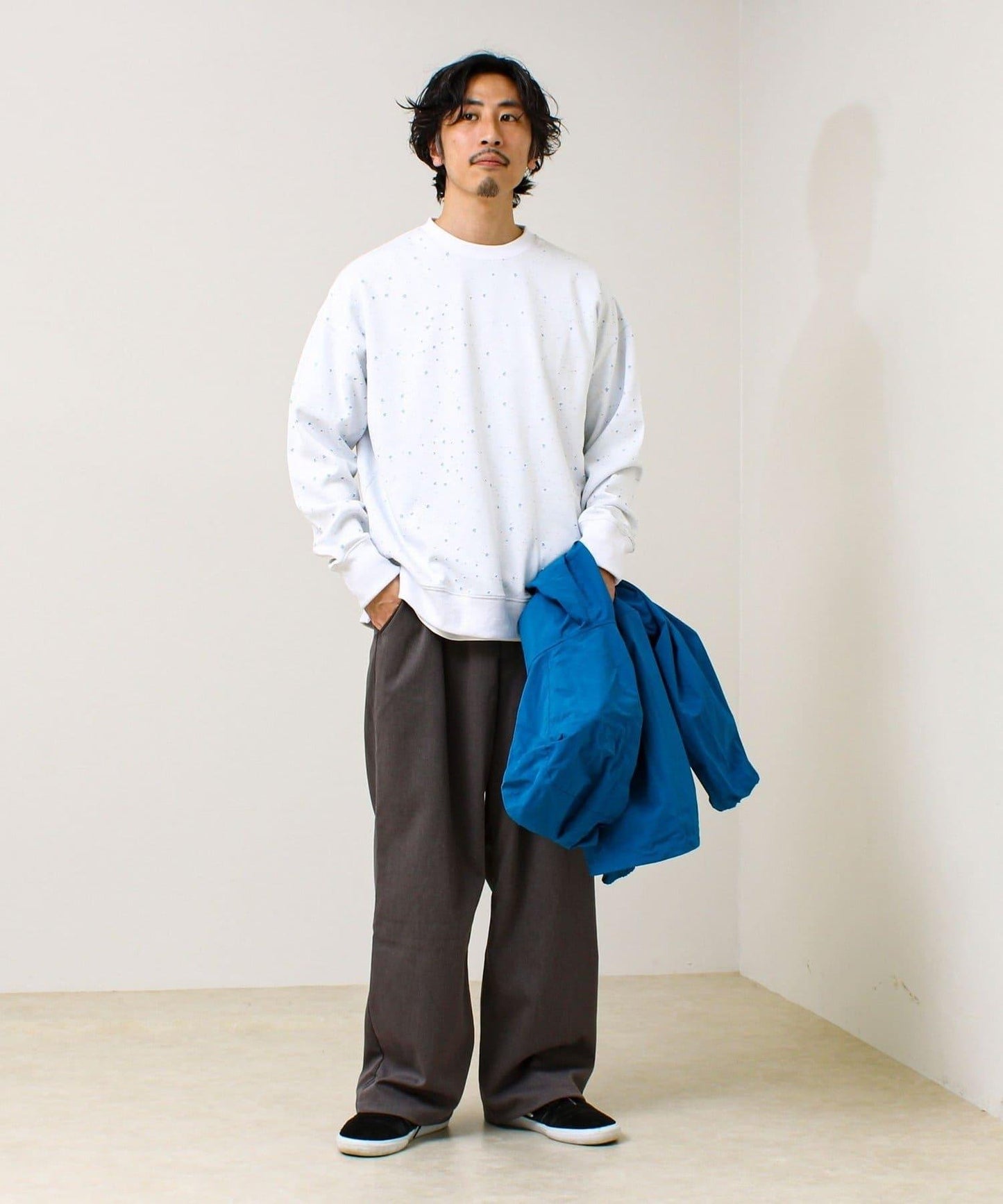 星星圖案抓絨圓領衛衣