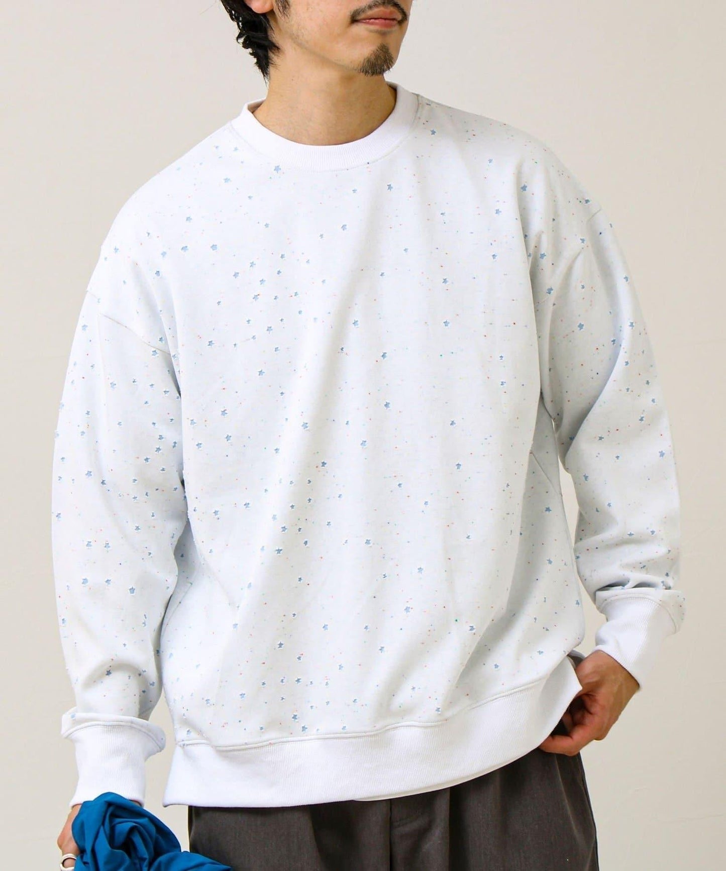 星星圖案抓絨圓領衛衣