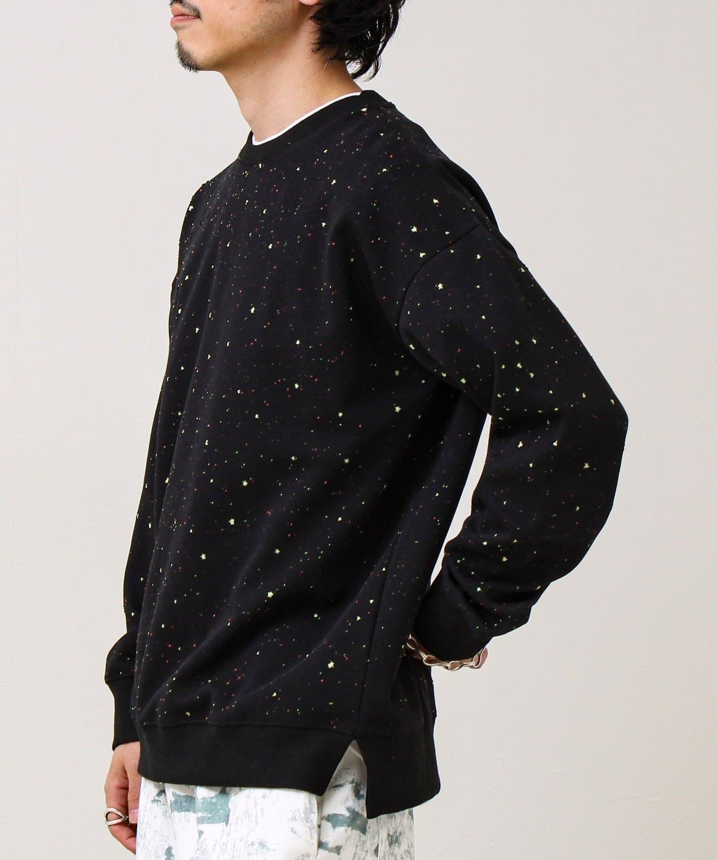 星星圖案抓絨圓領衛衣