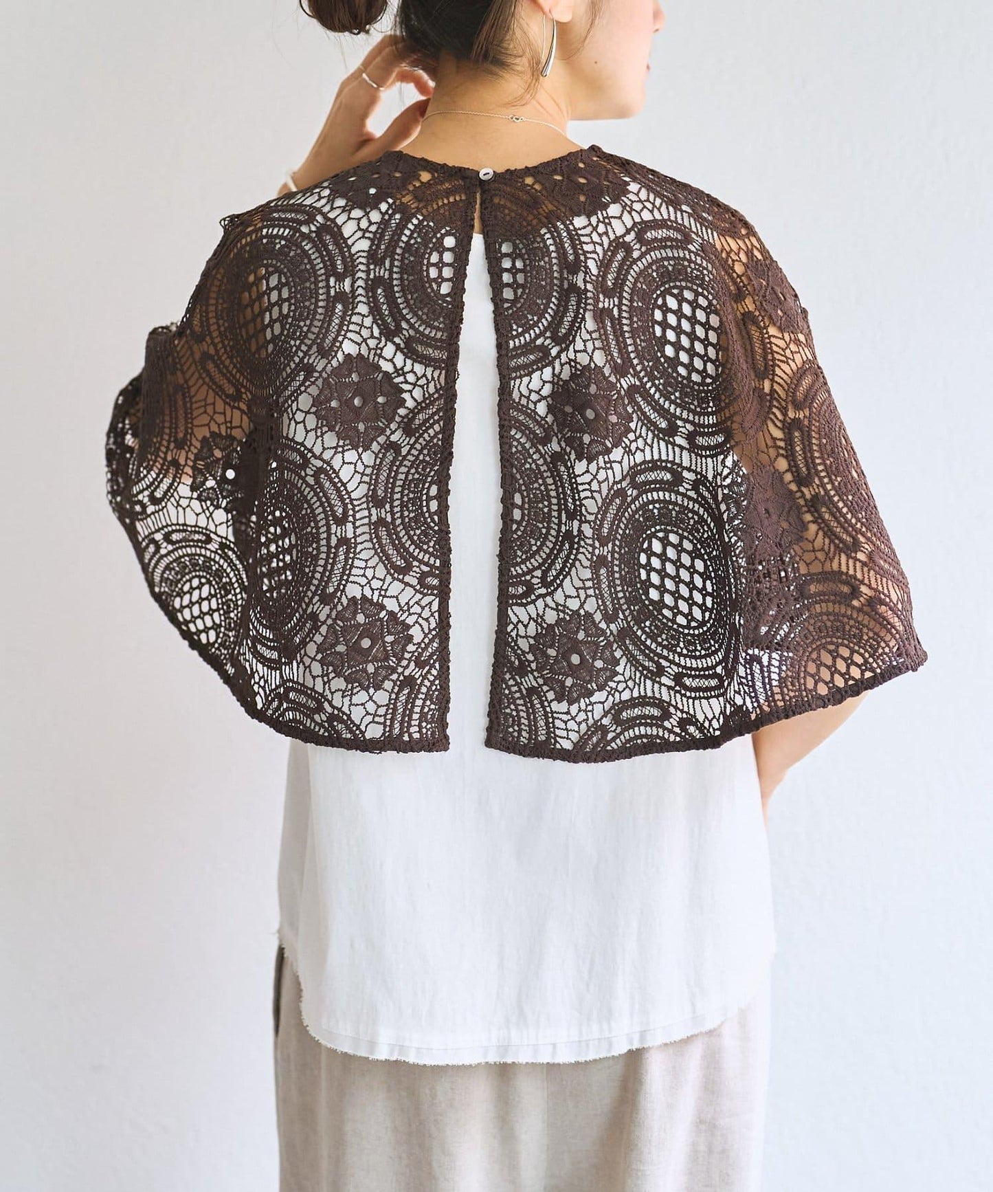 大圖案蕾絲披肩