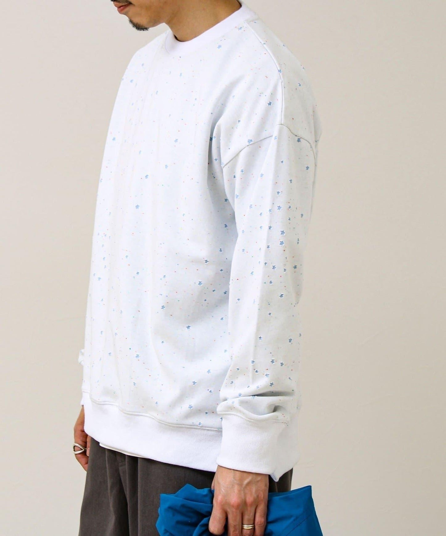 星星圖案抓絨圓領衛衣