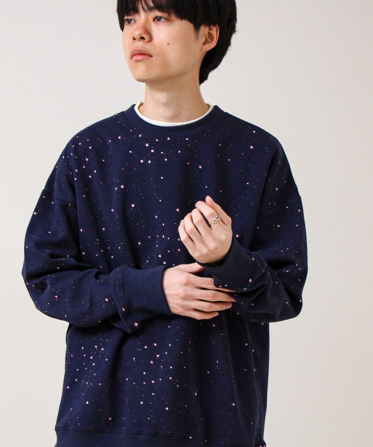 星星圖案抓絨圓領衛衣