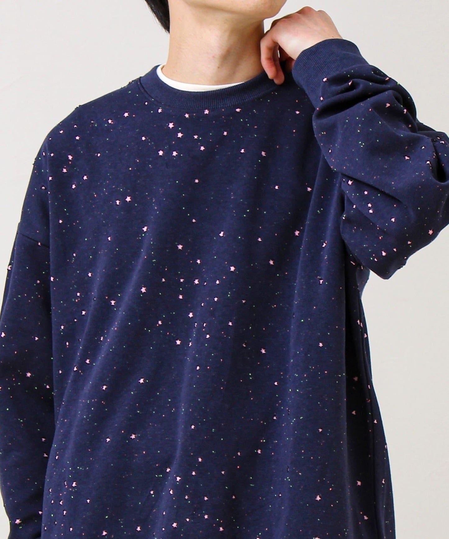 星星圖案抓絨圓領衛衣