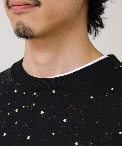 星星圖案抓絨圓領衛衣