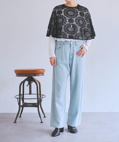 大圖案蕾絲披肩