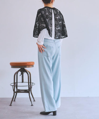 大圖案蕾絲披肩