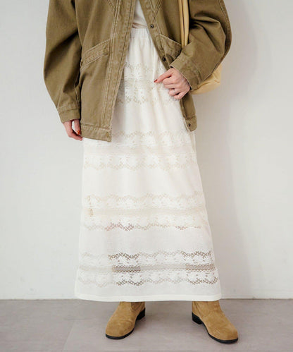 蕾絲邊半身裙
