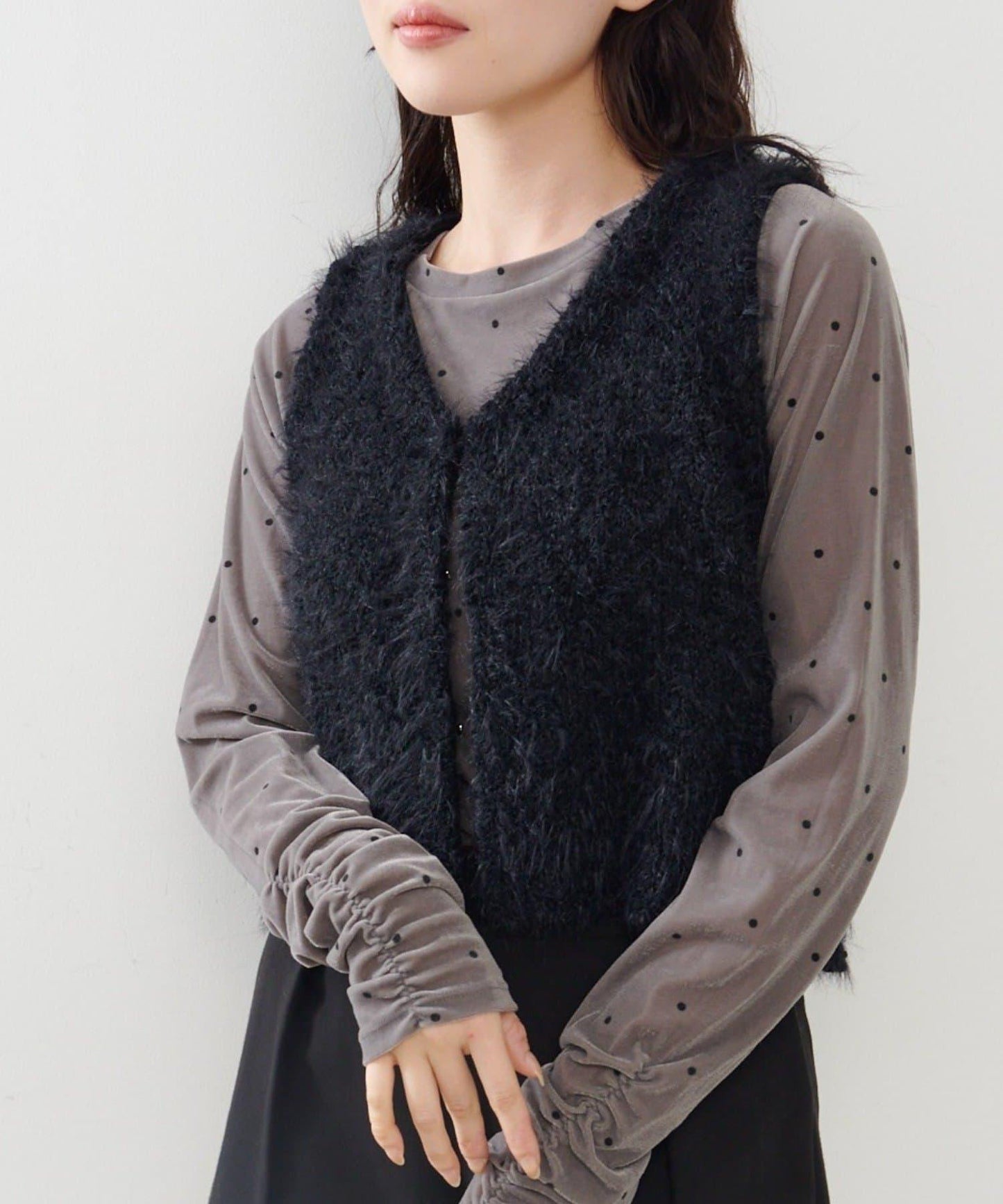 【Kastane】毛絨混紡針織背心