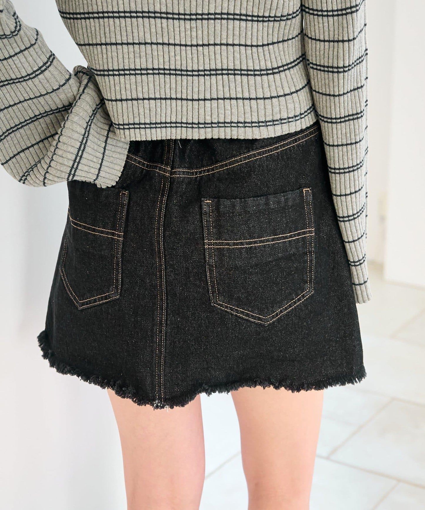 腰帶牛仔迷你裙