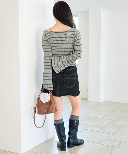 腰帶牛仔迷你裙