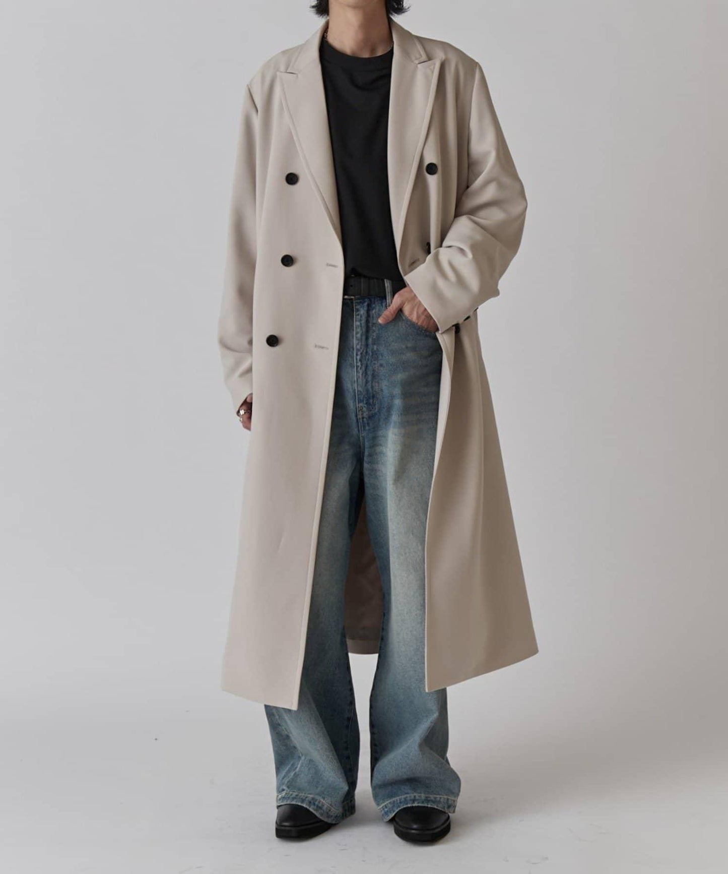 雙排扣春季長款大衣