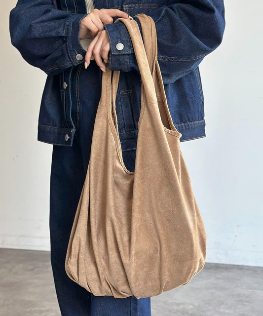 仿麂皮單肩手提包