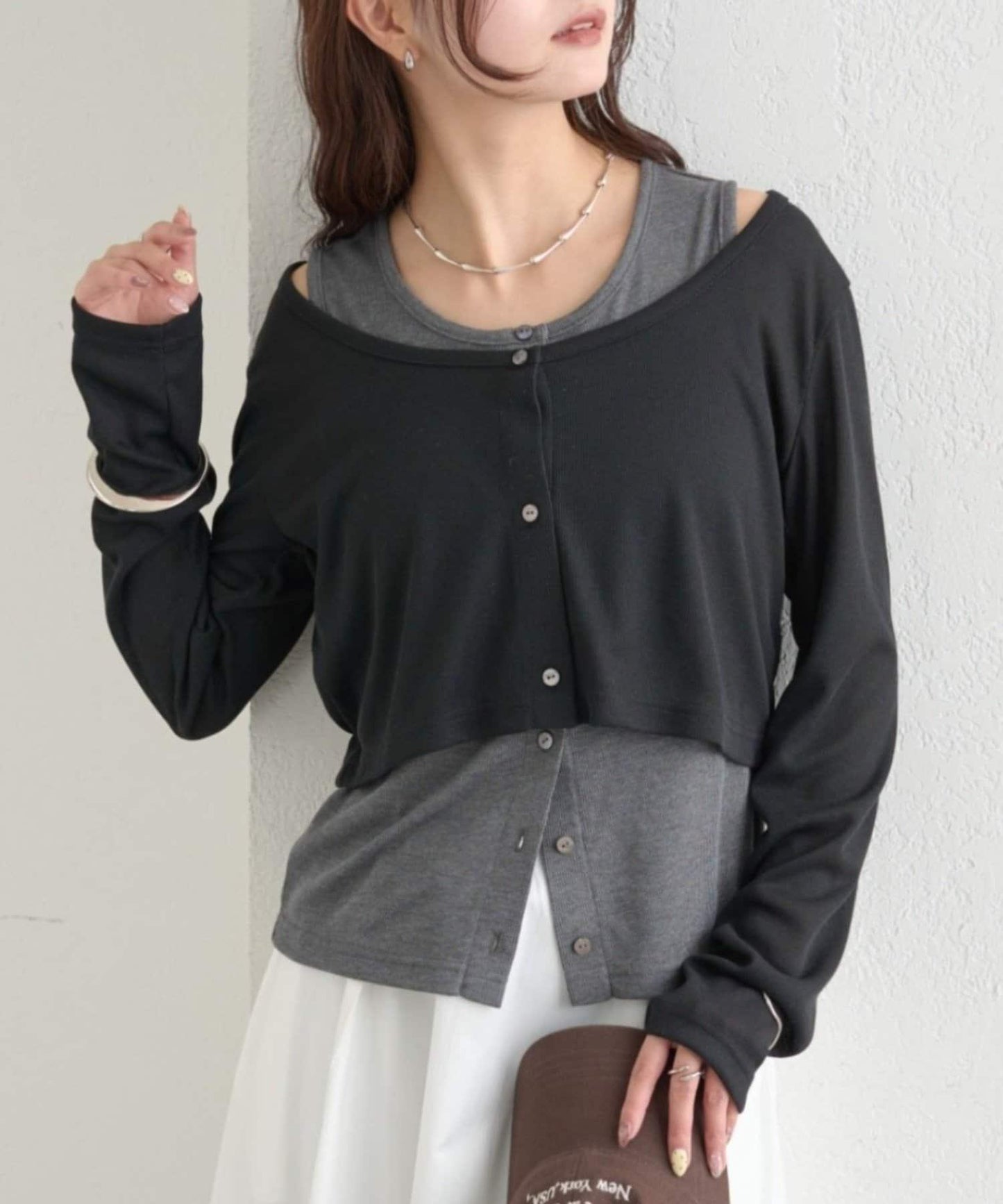 拼色層疊長袖T恤