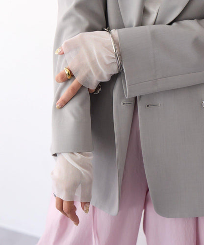 【袖口網紗點綴】拼接網紗長袖T恤/預計2月上旬發貨