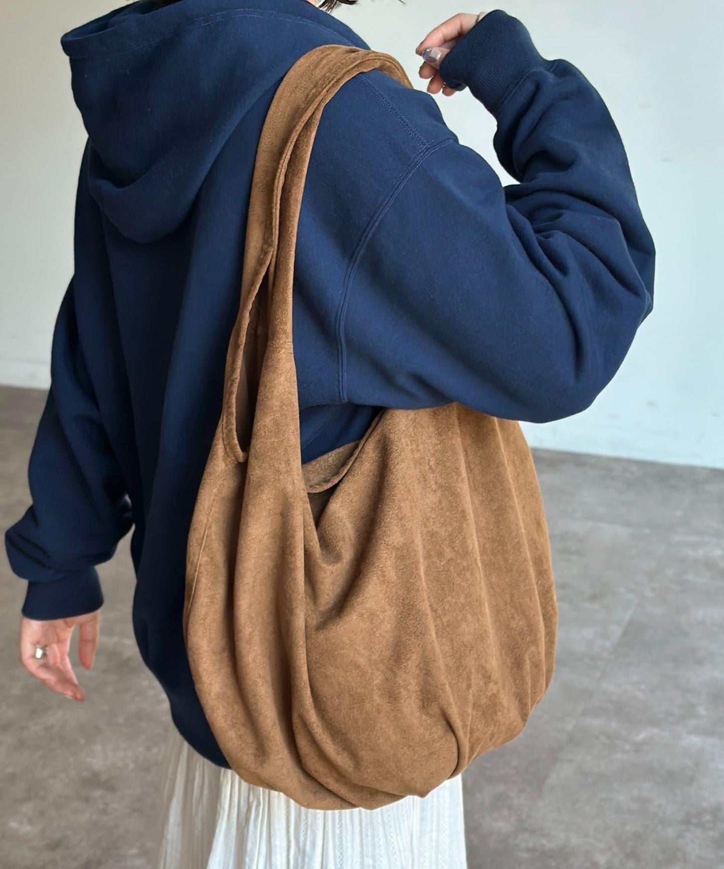 仿麂皮單肩手提包