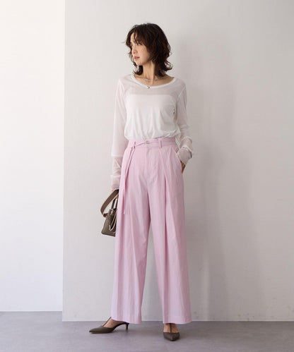 【袖口網紗點綴】拼接網紗長袖T恤/預計2月上旬發貨