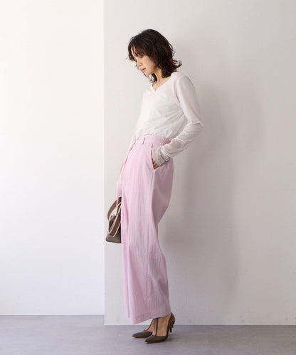 【袖口網紗點綴】拼接網紗長袖T恤/預計2月上旬發貨