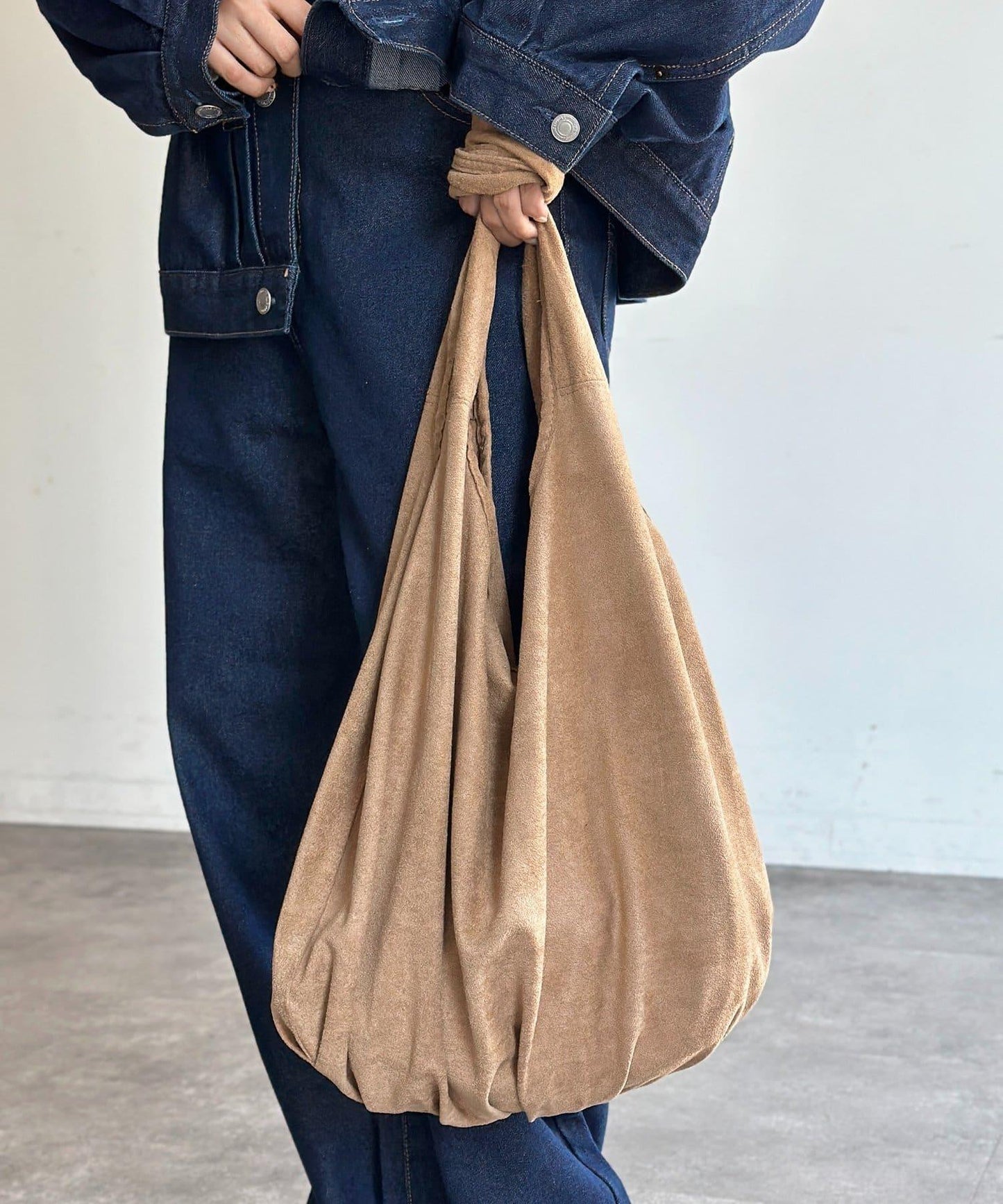 仿麂皮單肩手提包