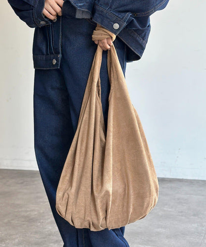 仿麂皮單肩手提包