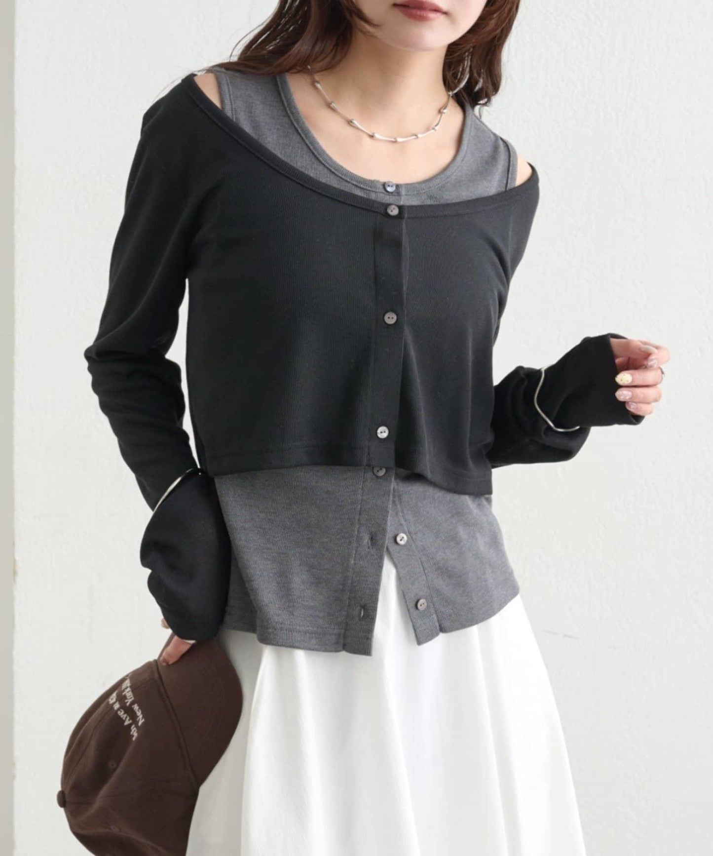 拼色層疊長袖T恤