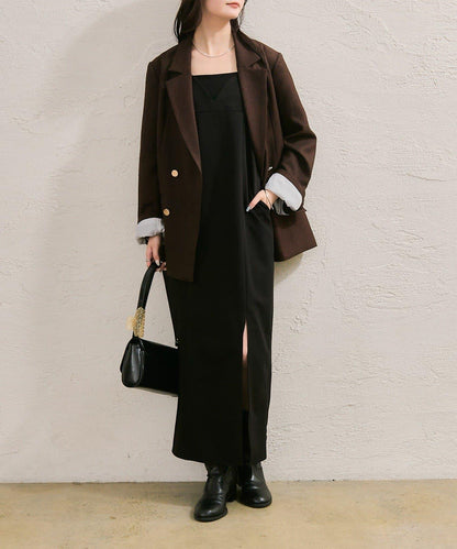 褶皺吊帶背心套裝連衣裙