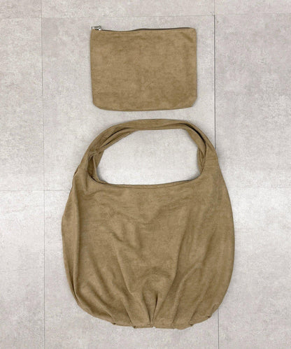 仿麂皮單肩手提包