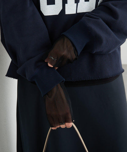 【袖口網紗點綴】拼接網紗長袖T恤/預計2月上旬發貨