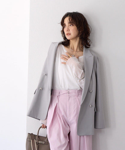 【袖口網紗點綴】拼接網紗長袖T恤/預計2月上旬發貨