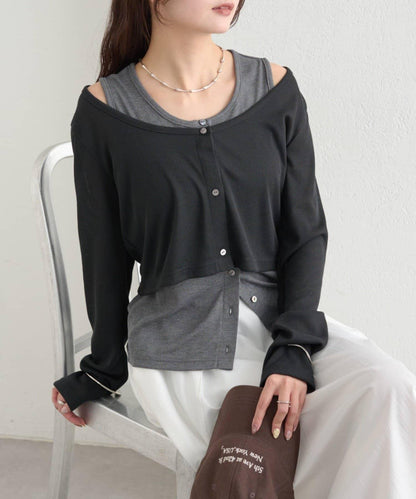 拼色層疊長袖T恤