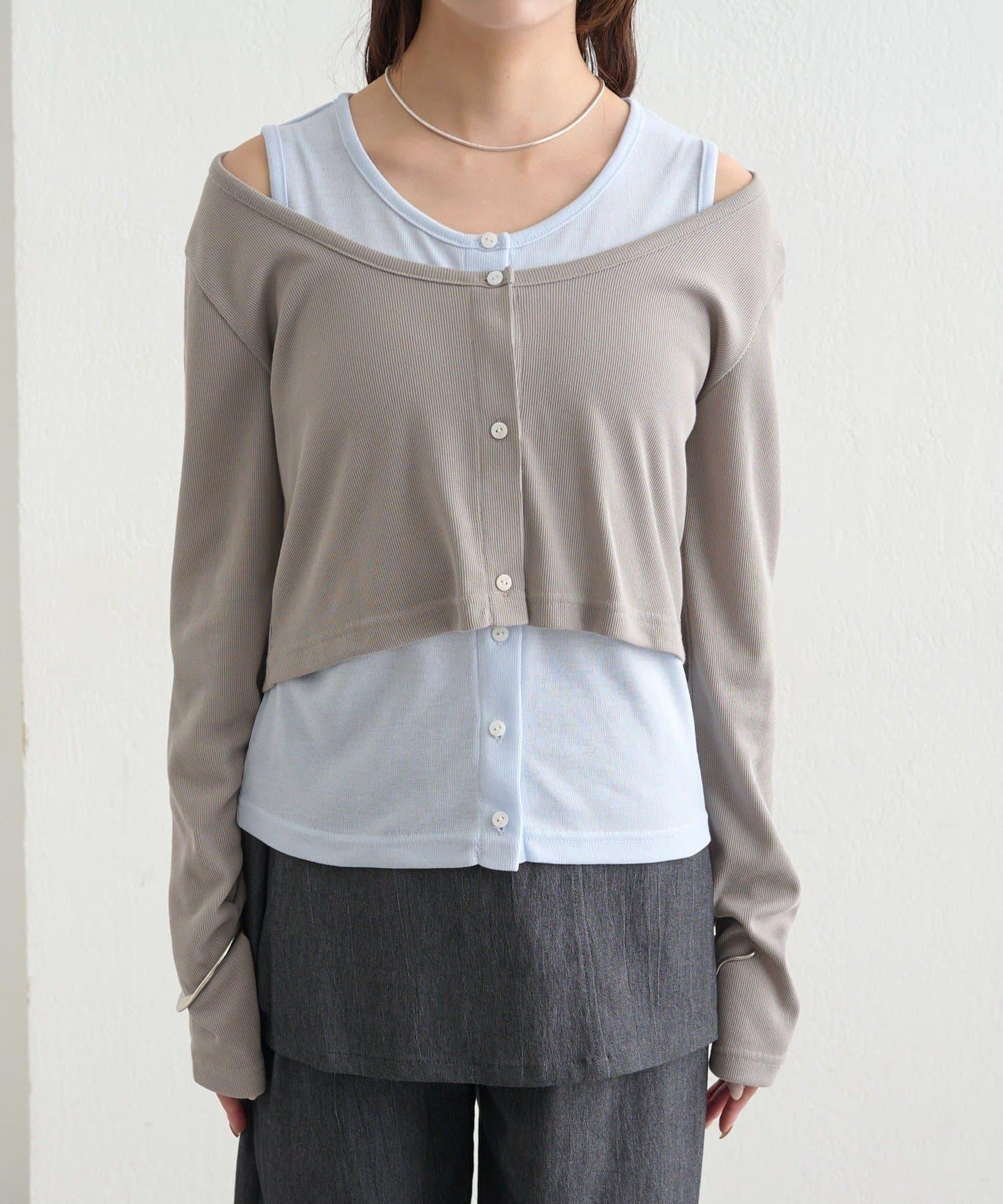 拼色層疊長袖T恤