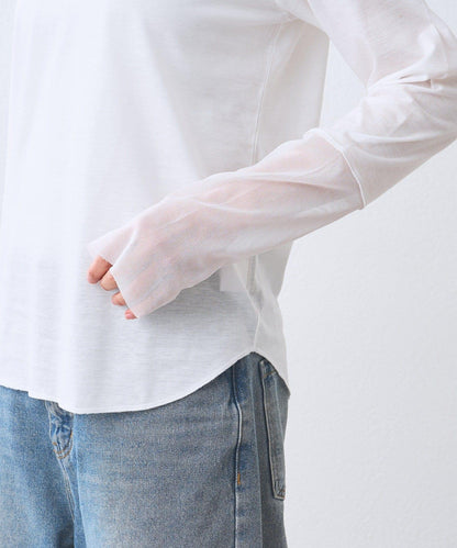 【袖口網紗點綴】拼接網紗長袖T恤/預計2月上旬發貨