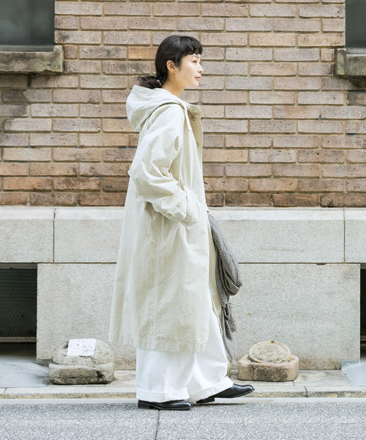 棉質連帽插肩袖大衣