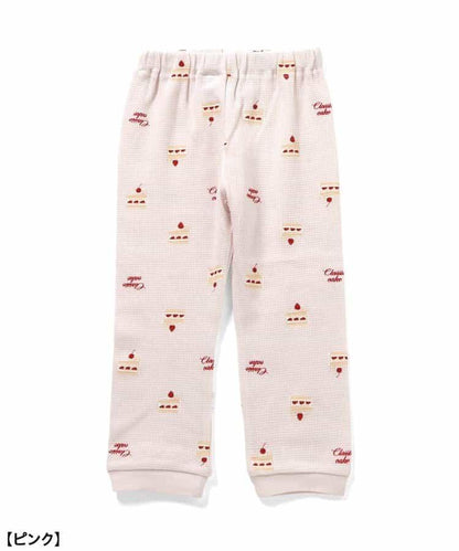 花卉蛋糕圖案長袖長褲睡衣