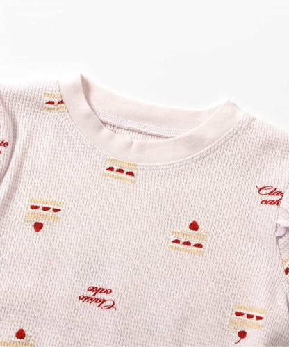 花卉蛋糕圖案長袖長褲睡衣