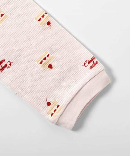 花卉蛋糕圖案長袖長褲睡衣