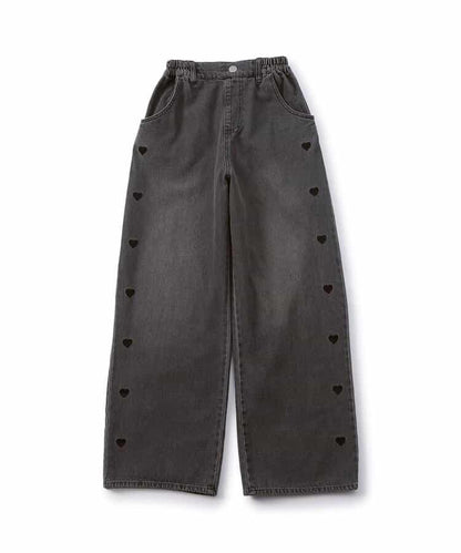 拼色牛仔寬腿褲