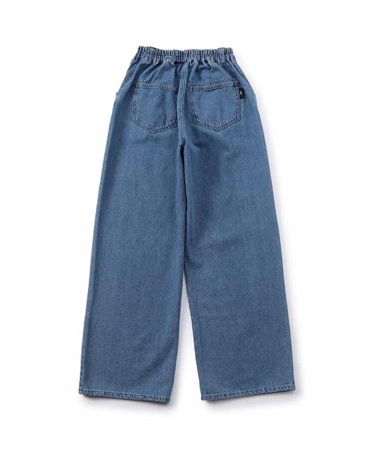 拼色牛仔寬腿褲