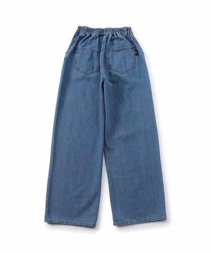 拼色牛仔寬腿褲