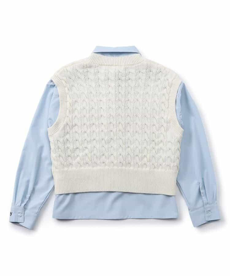 【適合禮儀場合】鏤空編織針織背心&襯衫套裝