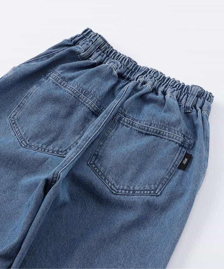 拼色牛仔寬腿褲