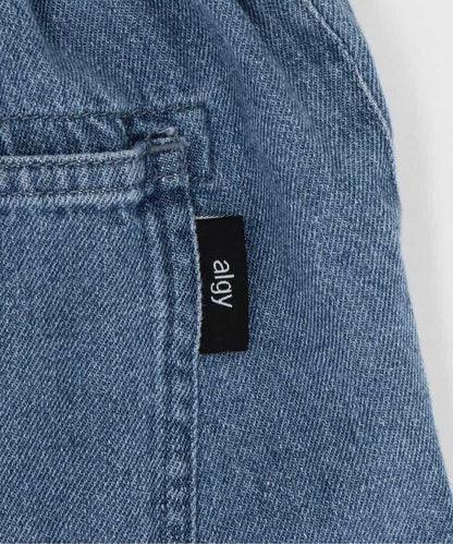 拼色牛仔寬腿褲