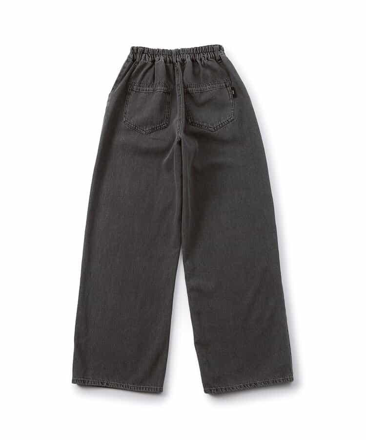 拼色牛仔寬腿褲