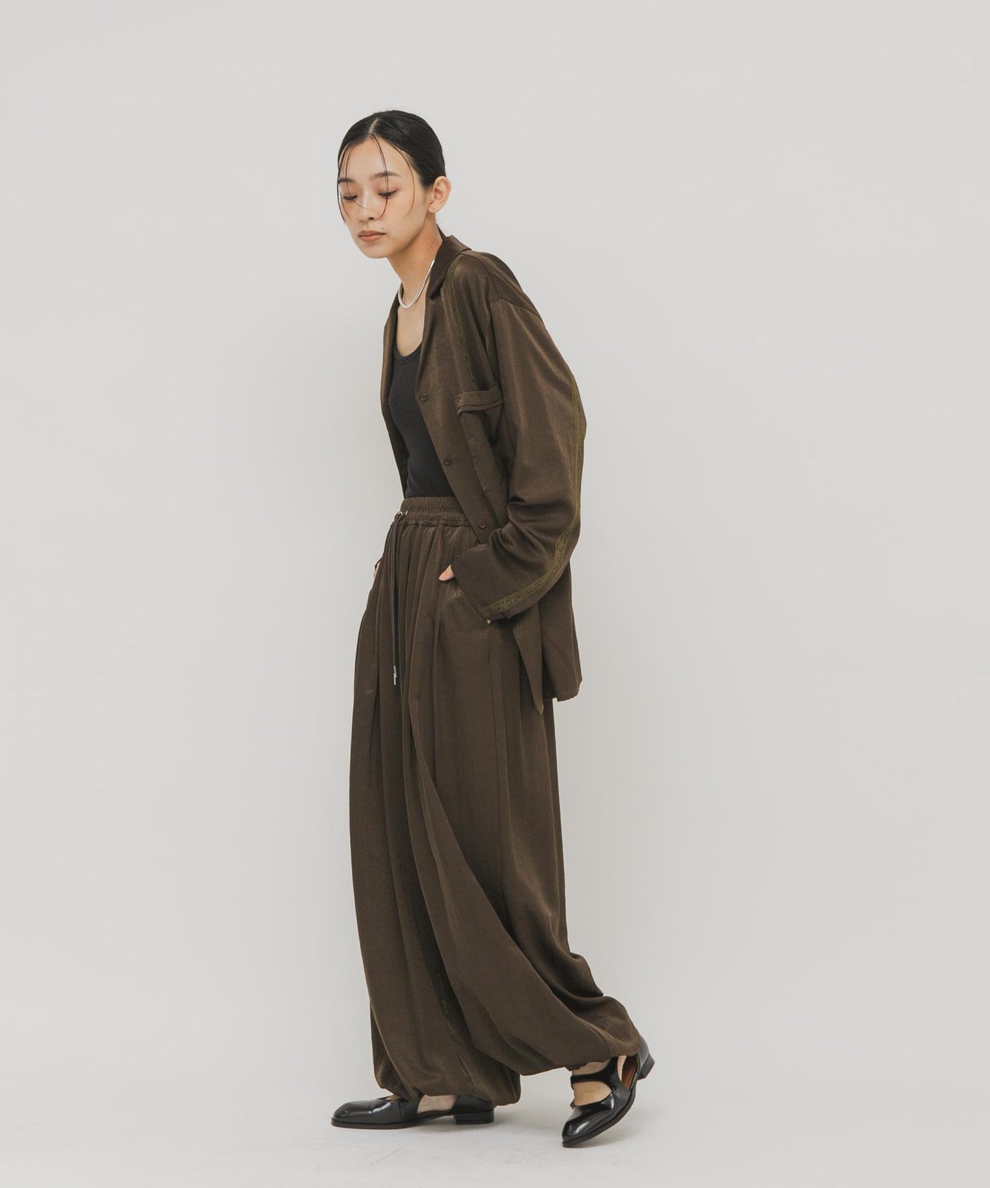 緞面 氣球廓形 褲子